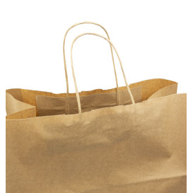 Papieren zak met handgrepen kraft bruin 90g/m² 32+16x31cm (50 stuks)
