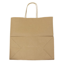 Papieren zak met handgrepen kraft bruin 90g/m² 32+16x31cm (50 stuks)