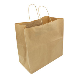 Papieren zak met handgrepen kraft bruin 90g/m² 32+16x31cm (50 stuks)