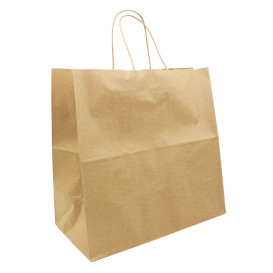 Papieren zak met handgrepen kraft bruin 90g/m² 32+16x31cm (50 stuks)