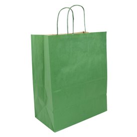 Papieren zak met handgrepen kraft groen 80g/m² 26+14x32cm (50 stuks) 