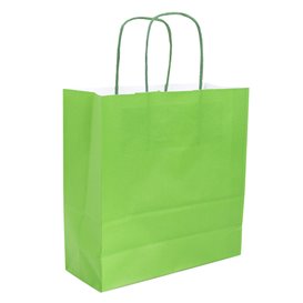 Papieren zak met handgrepen Groen 100g/m² 22+9x23cm (250 stuks)