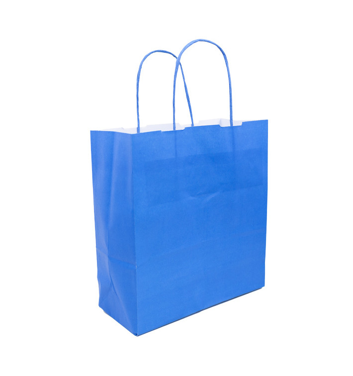 Papieren zak met handgrepen turkoois 100g/m² 22+9x23cm (200 stuks) Papieren zak met handgrepen turkoois 100g/m² 22+9x23cm (200 stuks)