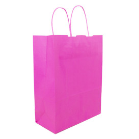 Papieren zak met handgrepen fuchsia 100g/m² 25+11x31cm (25 stuks) 