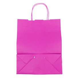 Papieren zak met handgrepen fuchsia 100g/m² 25+11x31cm (25 stuks) 