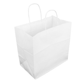 Papieren zak met handgrepen kraft wit 100g/m² 30+18x29cm (200 stuks)