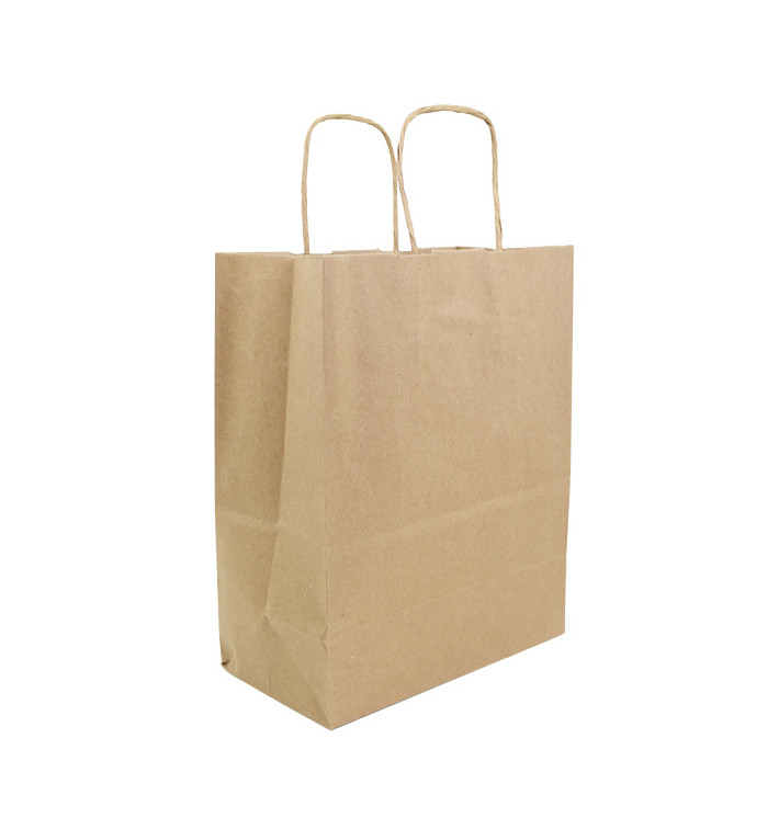 Papieren zak met handgrepen kraft bruin 100g/m² 22+11x27cm (250 stuks) Papieren zak met handgrepen kraft bruin 100g/m² 22+11x27cm (250 stuks)