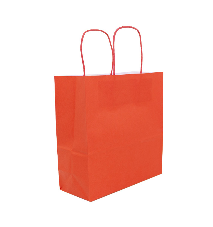 Papieren zak met handgrepen kraft rood 100g/m² 22+9x23cm (25 stuks) Papieren zak met handgrepen kraft rood 100g/m² 22+9x23cm (25 stuks)