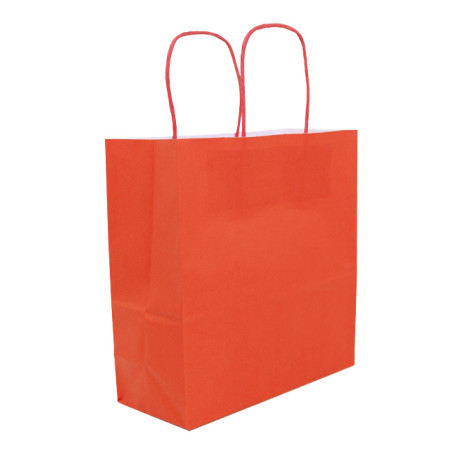 Papieren zak met handgrepen kraft rood 100g/m² 22+9x23cm (25 stuks) 