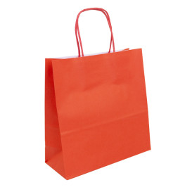 Papieren zak met handgrepen kraft rood 100g/m² 22+9x23cm (25 stuks) 