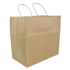 Papieren zak met handgrepen kraft bruin 100g/m² 30+18x29cm (200 stuks)