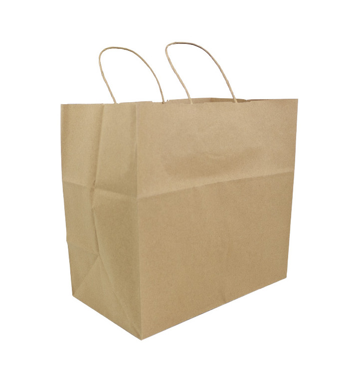 Papieren zak met handgrepen kraft bruin 100g/m² 30+18x29cm (200 stuks) Papieren zak met handgrepen kraft bruin 100g/m² 30+18x29cm (200 stuks)