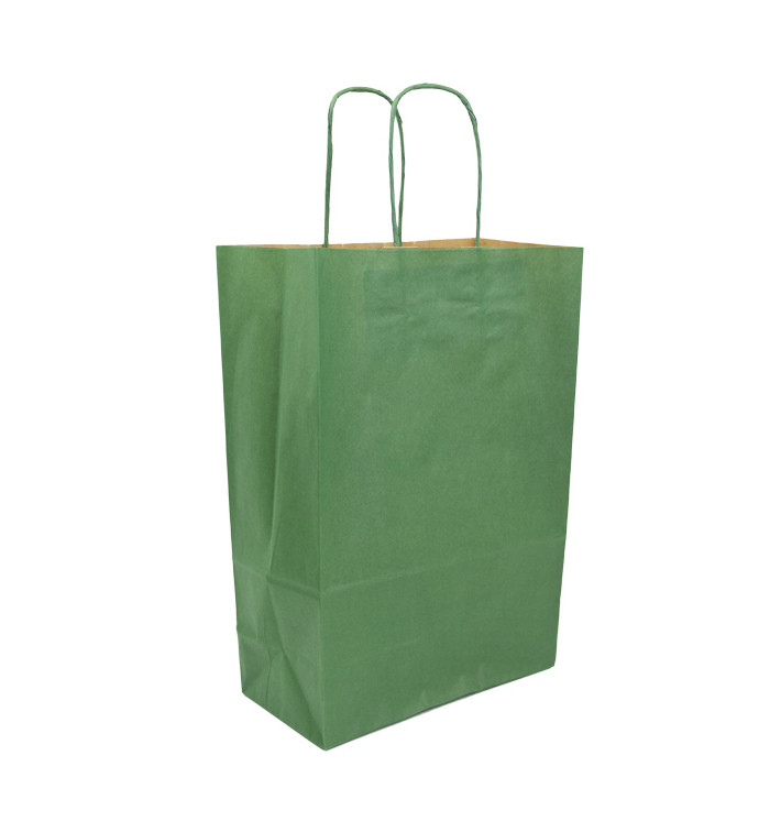 Papieren zak met handgrepen kraft groen 80g/m² 20+10x29cm (250 stuks)