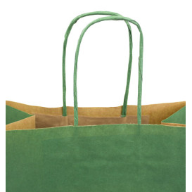 Papieren zak met handgrepen kraft groen 80g/m² 20+10x29cm (50 stuks) 