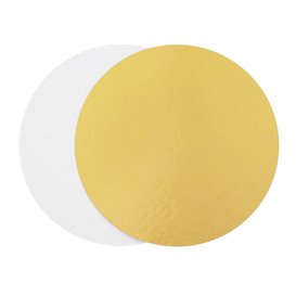 Papieren Cake cirkel goud en wit 24cm (100 stuks) 