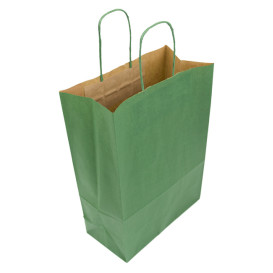 Papieren zak met handgrepen kraft groen 80g/m² 20+10x29cm (250 stuks)