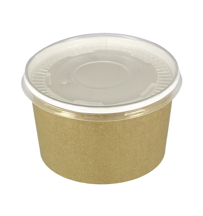 Papieren Soep Kom met Deksel Kraft PP 16 Oz/473ml (500 stuks) Papieren Soep Kom met Deksel Kraft PP 16 Oz/473ml (500 stuks)
