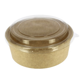 Papieren Container Kraft + RPET Deksel 38 Oz/1140ml (25 stuks)