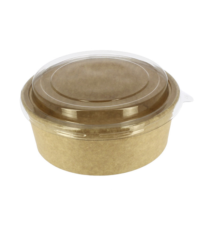 Papieren Container Kraft + RPET Deksel 38 Oz/1140ml (100 stuks) Papieren Container Kraft + RPET Deksel 38 Oz/1140ml (100 stuks)