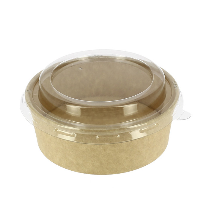 Papieren Container Kraft + RPET Deksel 19 Oz/550ml (300 stuks) Papieren Container Kraft + RPET Deksel 19 Oz/550ml (300 stuks)