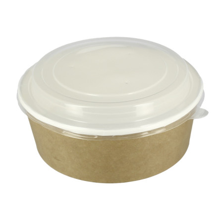 Papieren Soep Kom met Deksel Kraft PP 33Oz/1000ml (25 stuks)