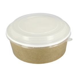 Papieren Soep Kom met Deksel Kraft PP 33Oz/1000ml (100 stuks)