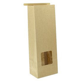 Papieren zak zonder handvat kraft met venster 9+6x26cm (1000 stuks)