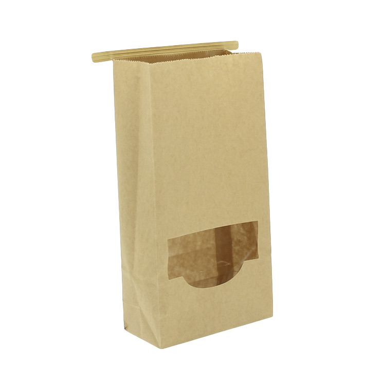 Papieren zak zonder handvat kraft met venster 12+6x23,5cm (1000 stuks) Papieren zak zonder handvat kraft met venster 12+6x23,5cm (1000 stuks)