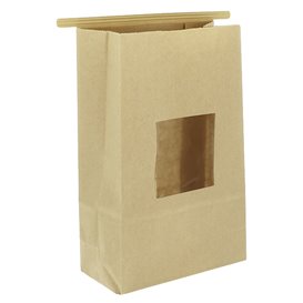 Papieren zak zonder handvat kraft met venster 15+7x23cm (1000 stuks)