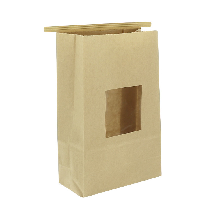 Papieren zak zonder handvat kraft met venster 15+7x23cm (1000 stuks) Papieren zak zonder handvat kraft met venster 15+7x23cm (1000 stuks)