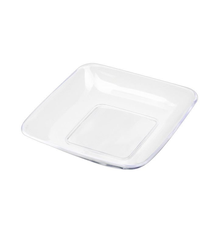 Plastic PS proefschotel transparant 6x6x1 cm (200 stuks)