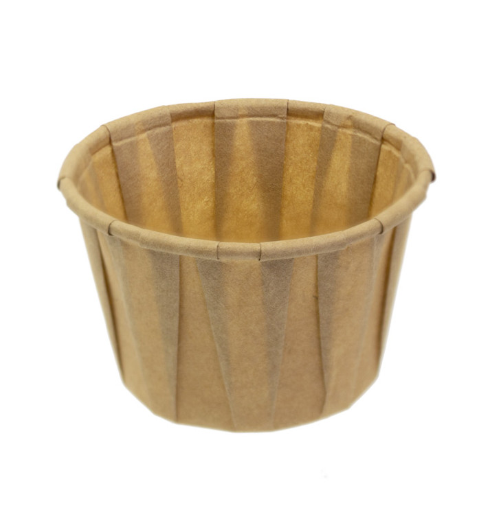 Geplooide Kraft papieren souffle beker 60ml (250 stuks) Geplooide Kraft papieren souffle beker 60ml (250 stuks)