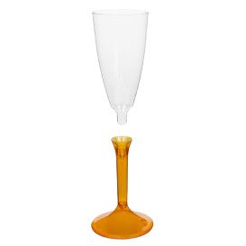 Plastic stam fluitglas Mousserende Wijn oranje transparant 120ml 2P (20 stuks)