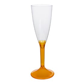 Plastic stam fluitglas Mousserende Wijn oranje transparant 120ml 2P (200 stuks)