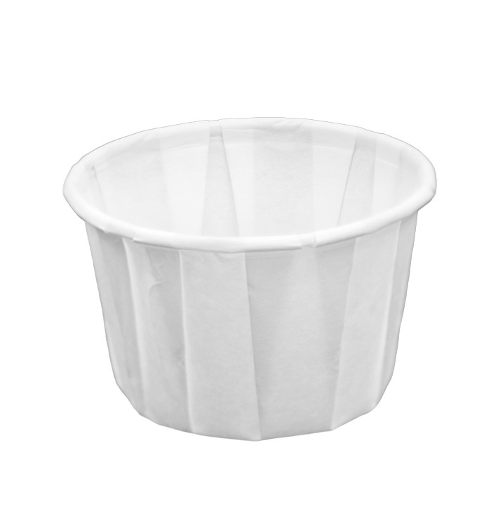 Geplooide papieren souffle beker 100ml (250 stuks) Geplooide papieren souffle beker 100ml (250 stuks)
