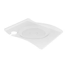 Plastic bord met glas houder PS "voorma" transparant 22x18 cm (12 stuks) 