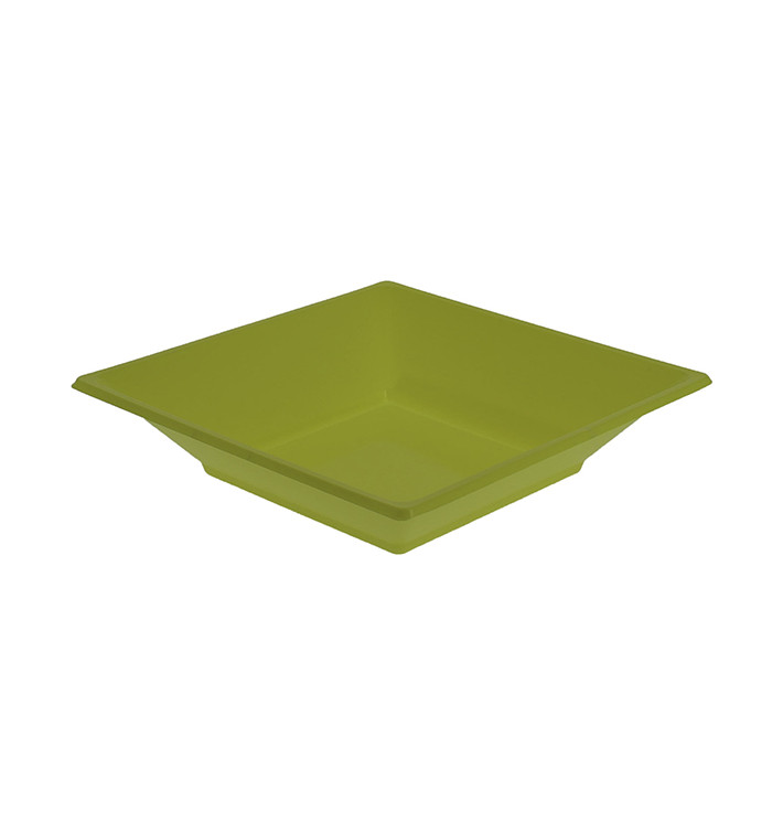 Plastic bord Diep Vierkant pistache groen 17 cm (5 stuks) 