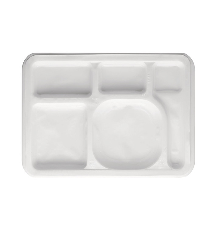 Plastic Compartment dienblad wit 47x35cm (1000 stuks) Plastic Compartment dienblad wit 47x35cm (1000 stuks)