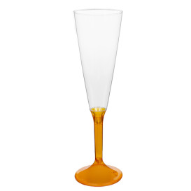 Plastic stam fluitglas Mousserende Wijn oranje transparant 160ml 2P (20 stuks)