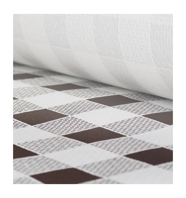 Papieren tafelkleed rol bruin Checkers 1x100m. 40g (1 stuk) Papieren tafelkleed rol bruin Checkers 1x100m. 40g (1 stuk)