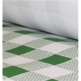 Papieren tafelkleed rol groen Checkers 1x100m. 40g (6 stuks)