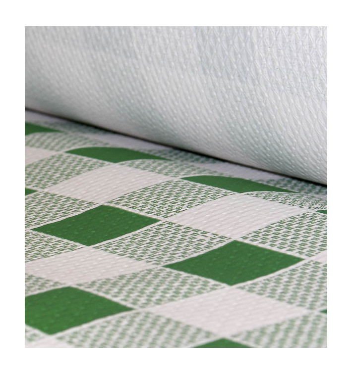 Papieren tafelkleed rol groen Checkers 1x100m. 40g (6 stuks) Papieren tafelkleed rol groen Checkers 1x100m. 40g (6 stuks)