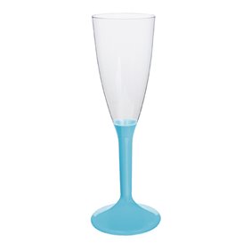 Plastic stam fluitglas Mousserende Wijn turkoois 120ml 2P (20 stuks)