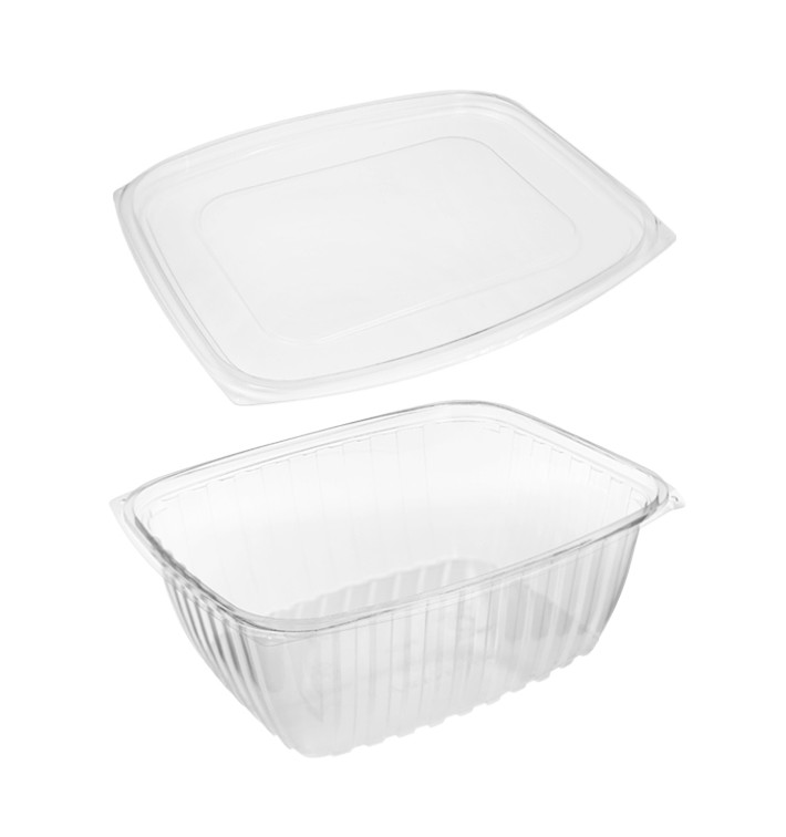 Stof gebaseerd op Maizena PLA Composteerbaar Container met Deksel 1890ml (200 stuks) Stof gebaseerd op Maizena PLA Composteerbaar Container met Deksel 1890ml (200 stuks)