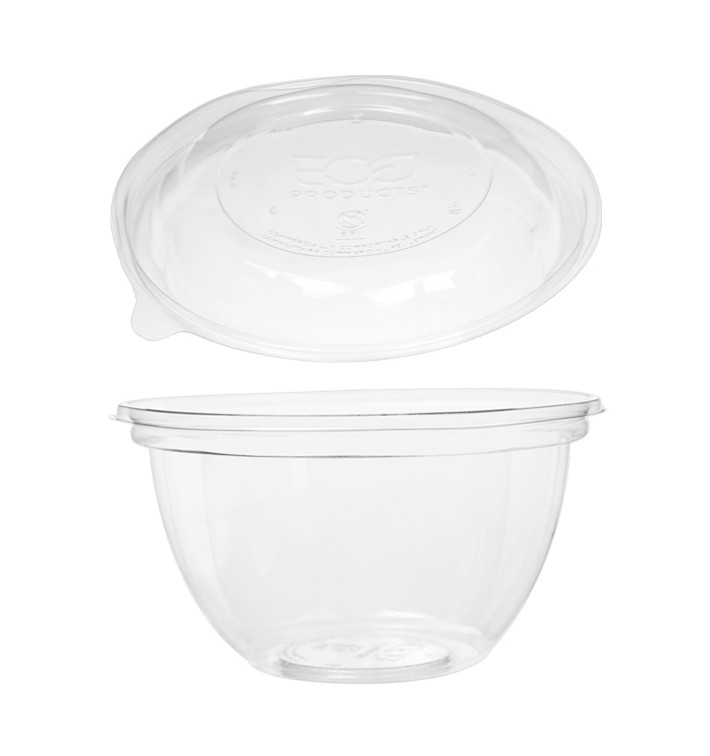 pGescharnierde slakom met Deksel PLA 530ml (50 stuks) pGescharnierde slakom met Deksel PLA 530ml (50 stuks)