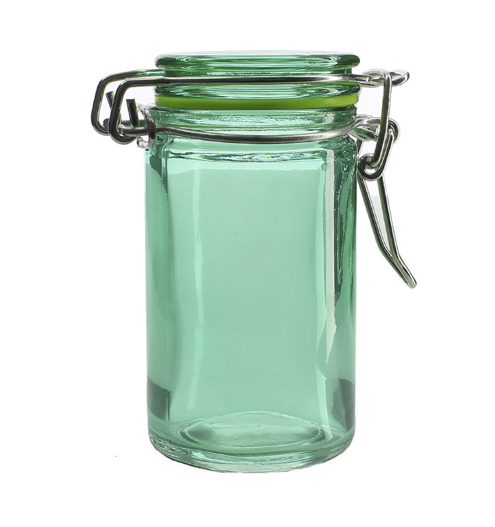 Glazen voorraadpot Luchtdicht groen 70ml Ø4,5x8cm (32 stuks) Glazen voorraadpot Luchtdicht groen 70ml Ø4,5x8cm (32 stuks)