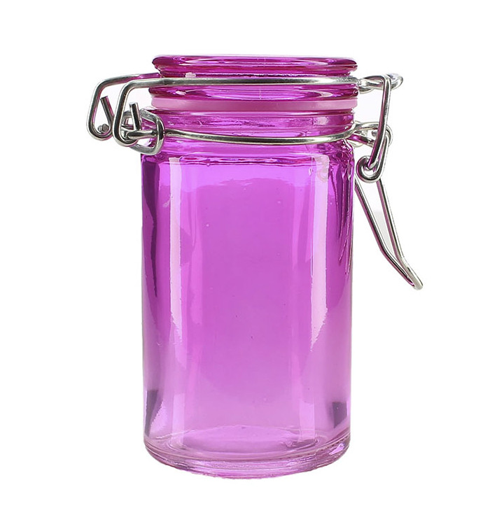 Glazen voorraadpot Luchtdicht lila 70ml Ø4,5x8cm (32 stuks) Glazen voorraadpot Luchtdicht lila 70ml Ø4,5x8cm (32 stuks)