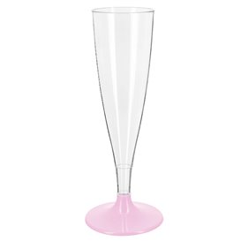 Herbruikbare Plastic Stam Fluitglas Mousserende Wijn Roze 140ml 2P (48 stuks)
