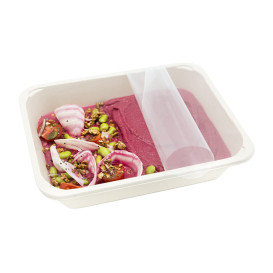 Suikerriet Container PLA gelamineerd 580ml 18,7x13,6x3,6cm (75 Stuks)