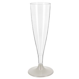 Herbruikbare Plastic Stam Fluitglas Mousserende Wijn Grijs 140ml 2P (6 stuks)